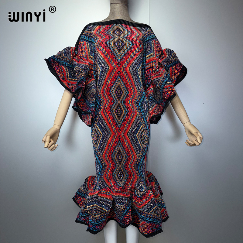 Robe plissée élastique WINYI, style rétro, robe de plage, kaftan musulman, abaya Dubaï, robe longue de luxe pour les vacances et les anniversaires.