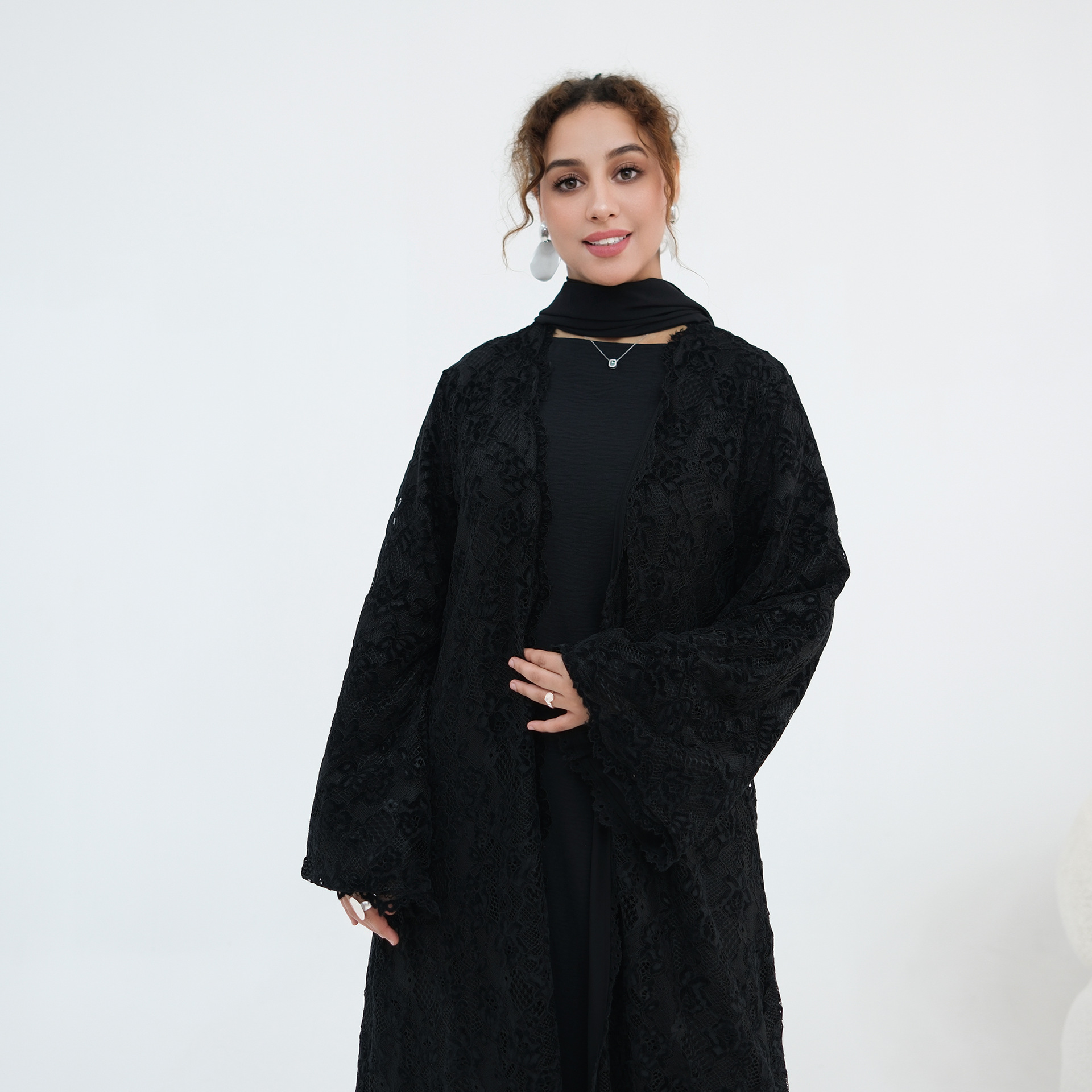 Robe Abaya en dentelle pour femme, Cardigan musulman, Robe de fête ouverte, Abayas du Ramadan, Kaftan de Dubaï, Islam, Maroc, Vestidos, Jalabiya
