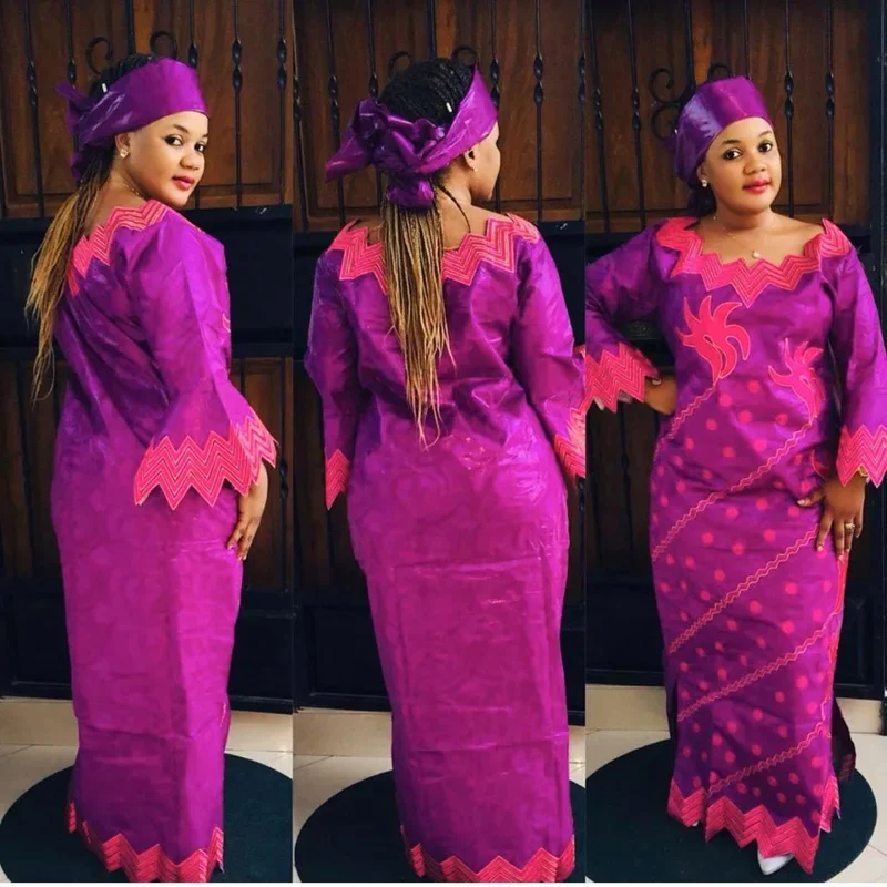 Robe africaine brodée pour femmes, nouvelle mode, bazin riche