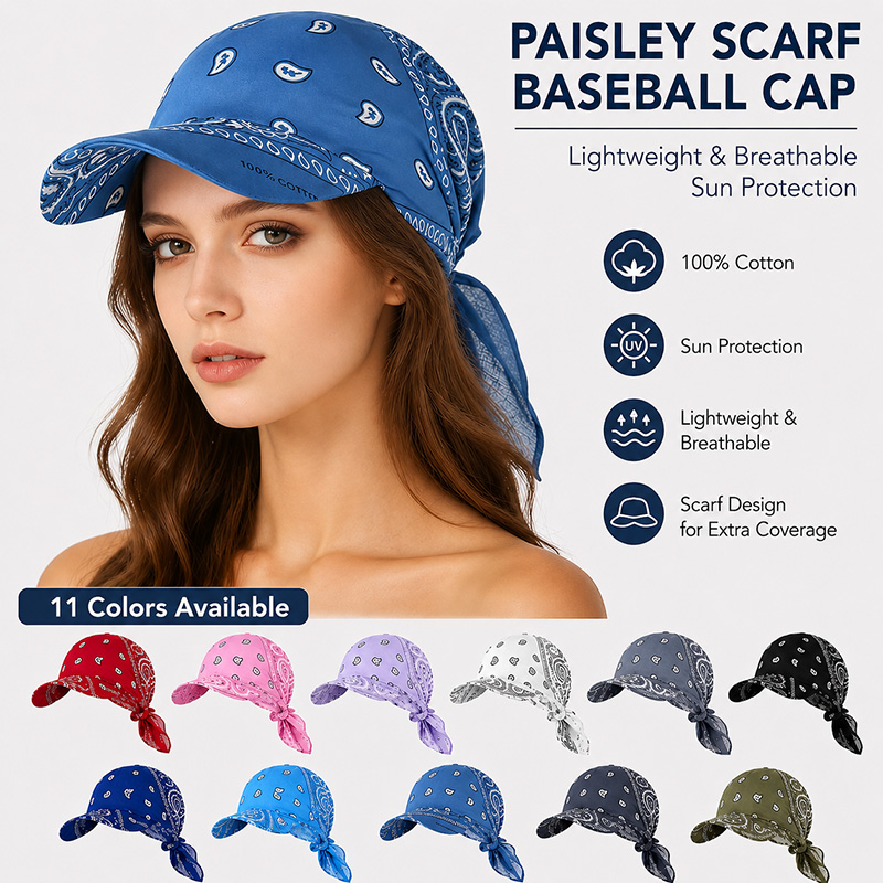 Casquette de baseball en coton léger à motif cachemire pour femmes et hommes, chapeau de soleil décontracté pour le printemps et l'été, style turban pour l'extérieur