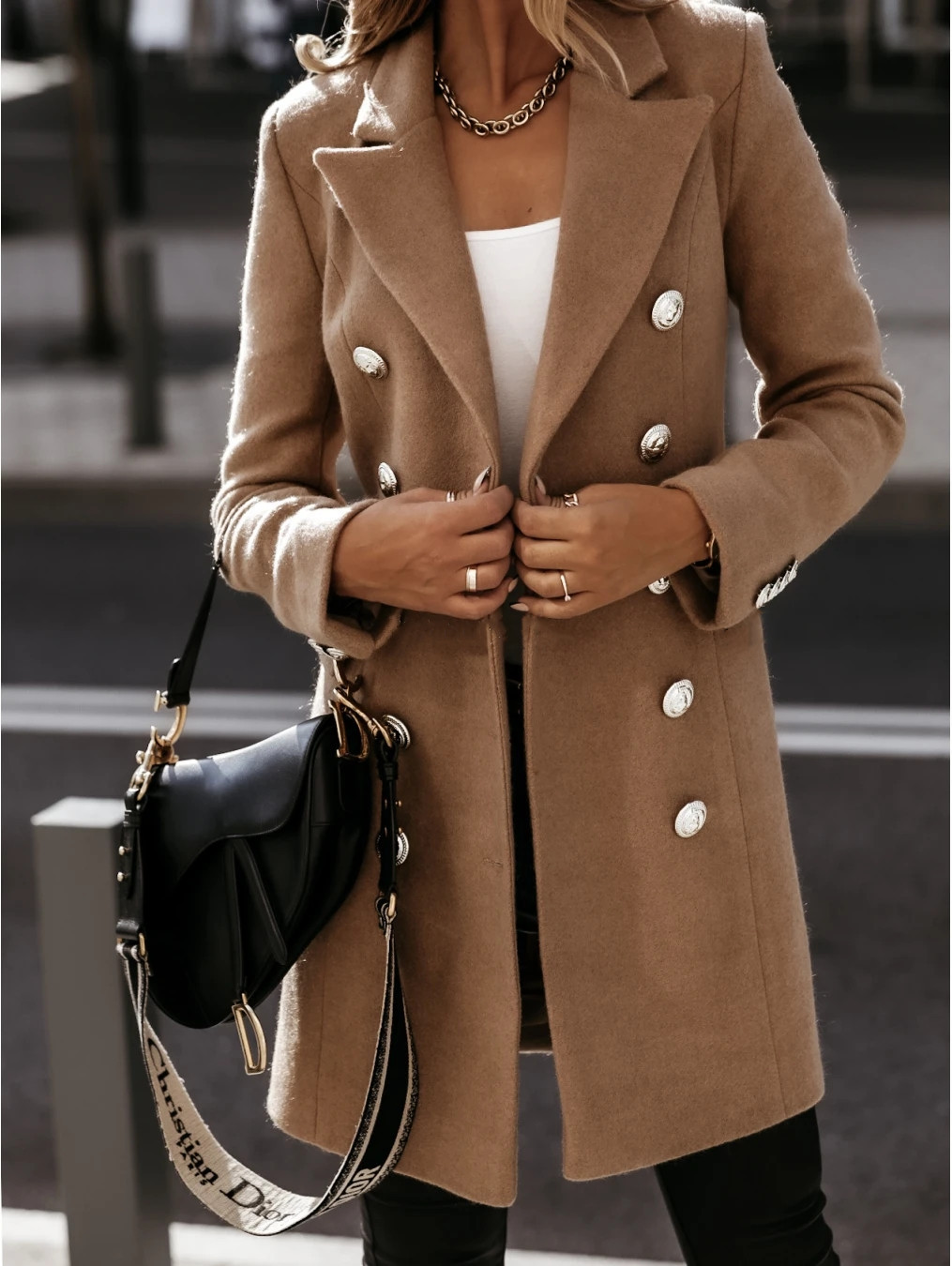 Manteau en laine décontracté pour femmes, manches longues, Streetwear, mode coréenne, vestes à boutons, col rabattu, nouveaux manteaux d'automne et d'hiver 2023