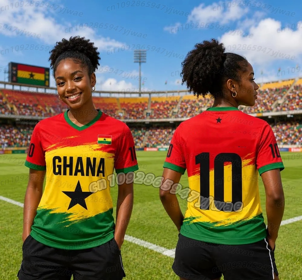 Maillot de football personnalisé 2026 pour femmes et hommes, uniforme de supporters du Ghana, t-shirt à manches courtes pour jeunes