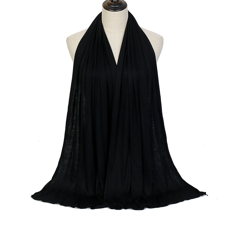 Écharpe Hijab en Jersey de coton Modal pour femmes, châle extensible, bandeau musulman uni, mode, couleur unie, Long silencieux 170x60cm