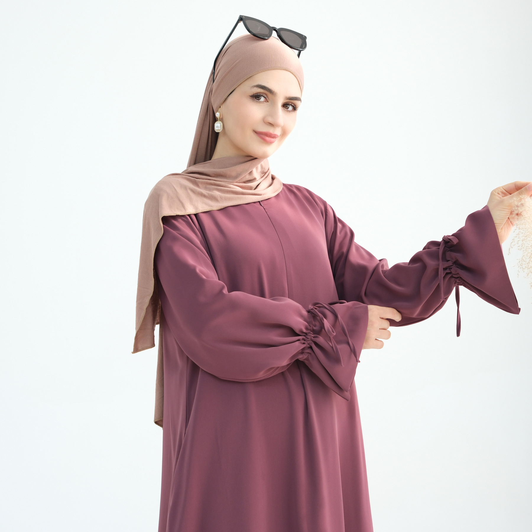 Robe longue pour femme Eid à manches évasées, Abaya musulmane, Jalabiya, Robes longues de Ramadan, Robes de soirée à nœud, Robe longue arabe, Caftan Maroc Dubaï