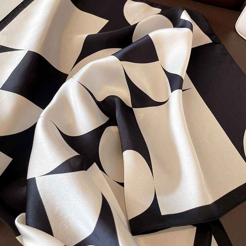 Foulard français 100% soie de mûrier pour femmes, bandeau de luxe, foulards à col carré, Foulard féminin, enveloppes, Hijab noir, Bandanas