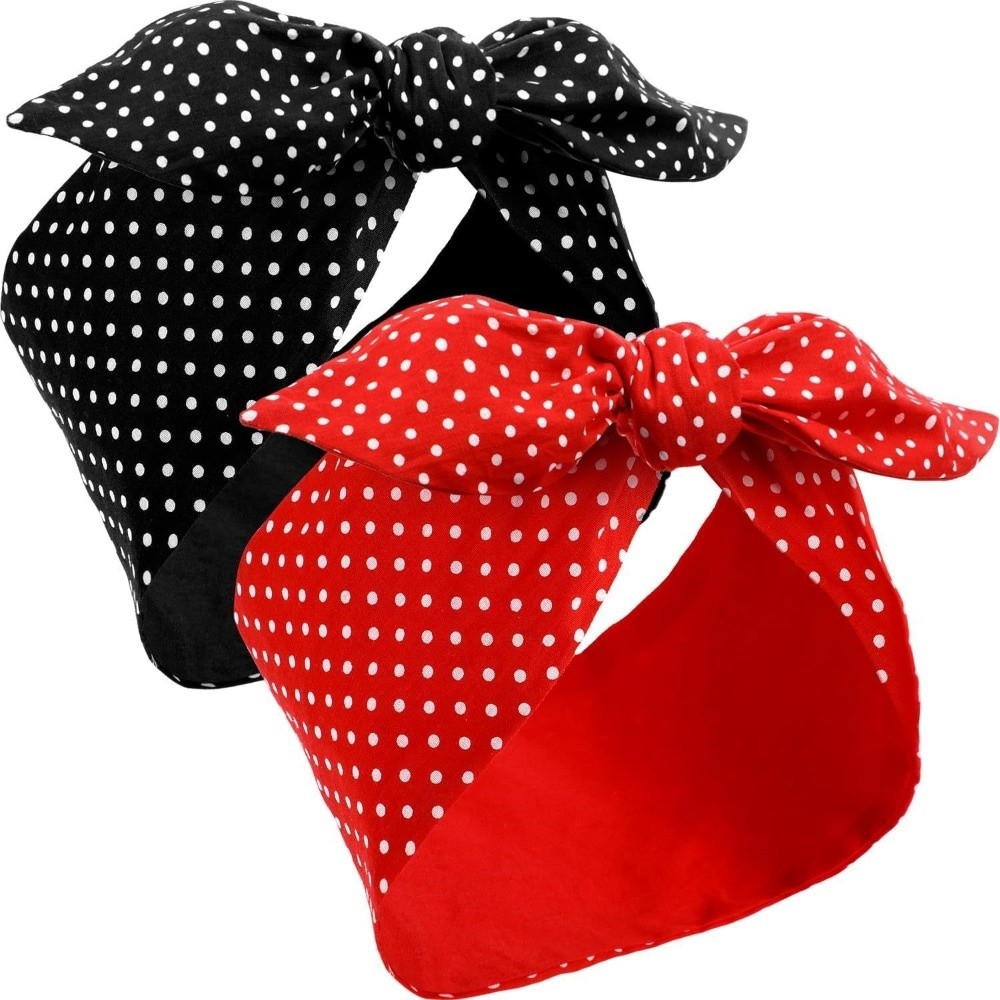 2 pièces mode à pois Bandana bandeau arc large bandeau de cheveux dame foulard accessoires de cheveux