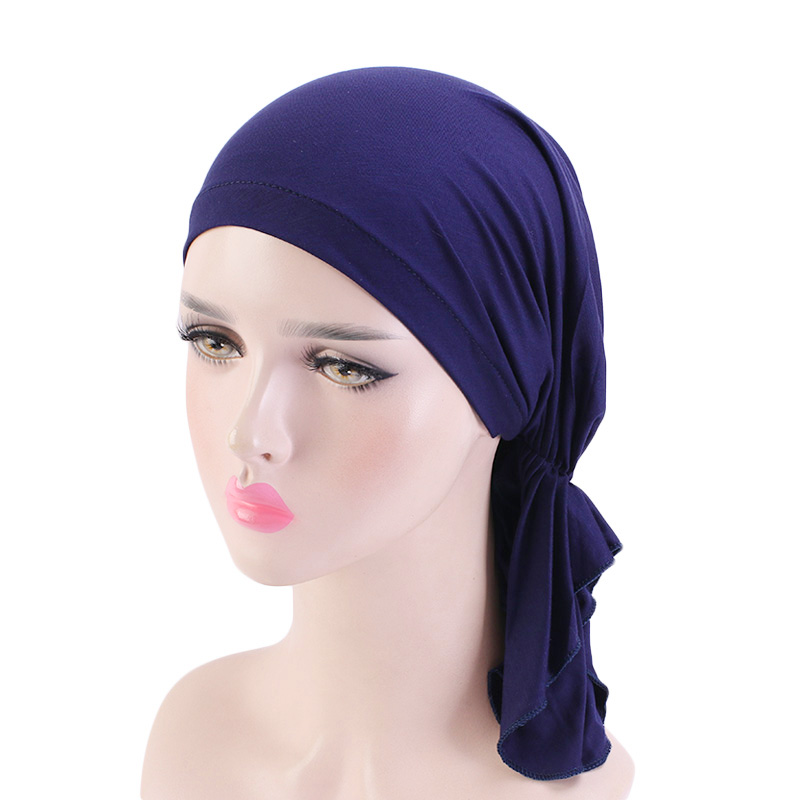 Écharpe pré-nouée en bambou musulman pour femme, bonnet chimio, casquettes, chapeau turban, vêtements de sauna, écharpe ronde, bandanas cancer, accessoires pour cheveux