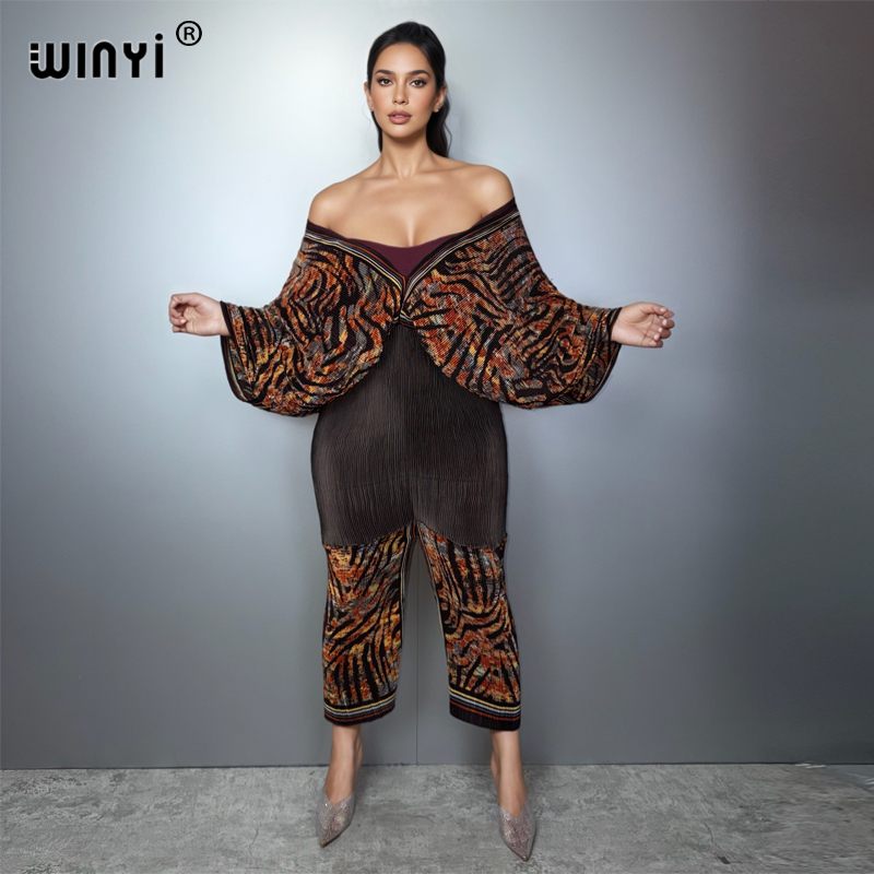 Combinaisons et salopettes plissées ajustées WINYI pour femmes, style Abaya Dubaï, tenue de soirée de luxe, mode musulmane pour la plage et les vacances