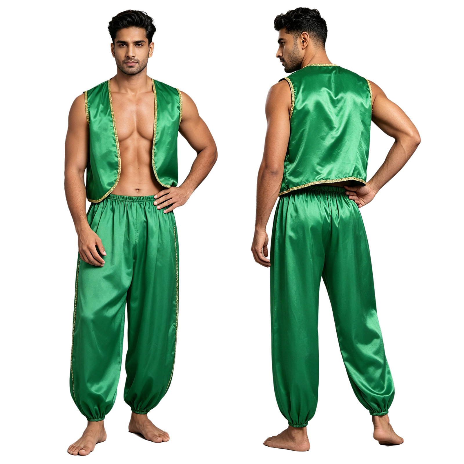 Costume de Cosplay roi arabe Prince pour hommes, tenue de fête Rave de carnaval d'halloween, gilet sans manches + pantalon ceinturé, ensembles 2 pièces