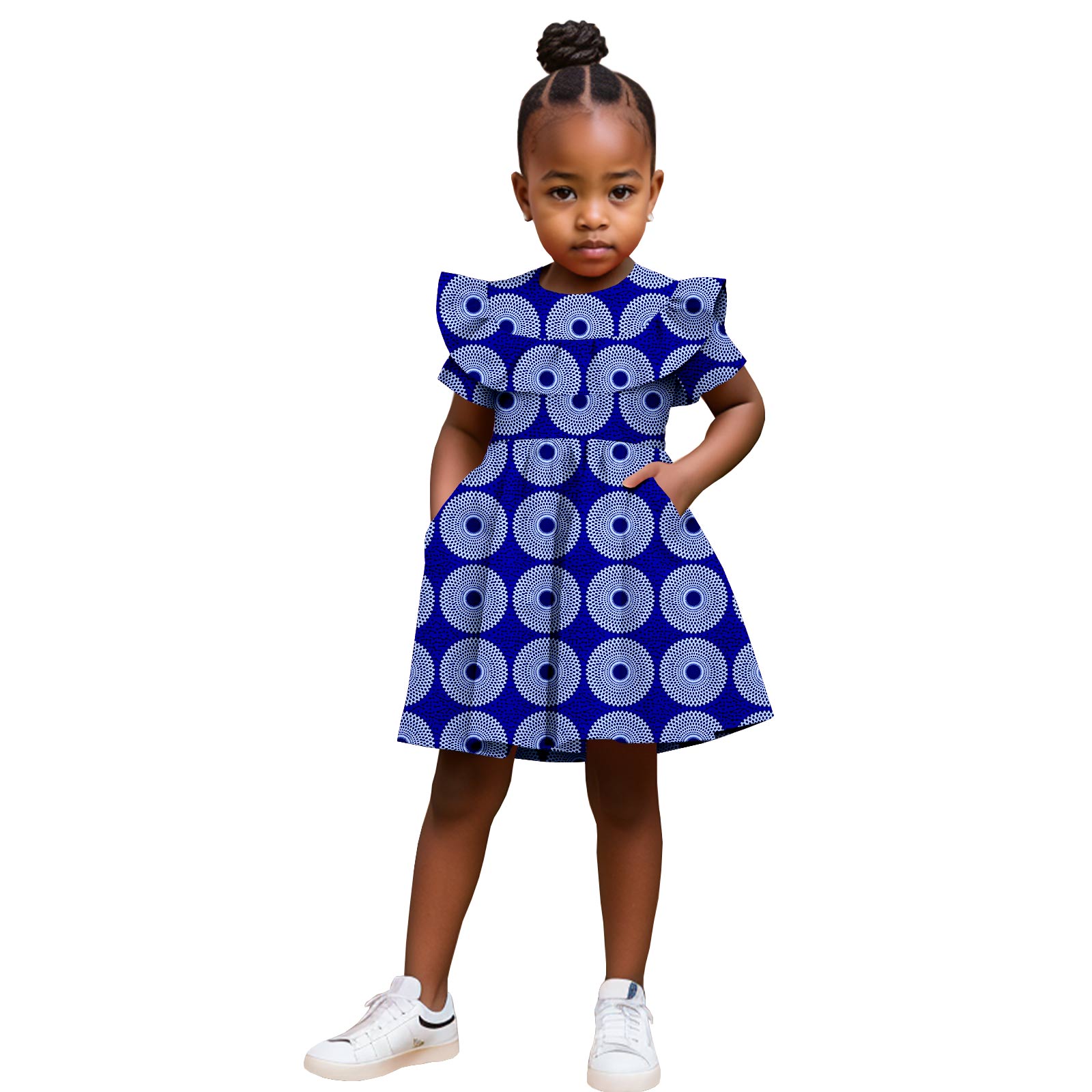 Robes africaines à volants pour filles, vêtements d'extérieur en coton, tenues pour enfants, Dashiki, Ankara, Bazin, Riche, été, 2445002