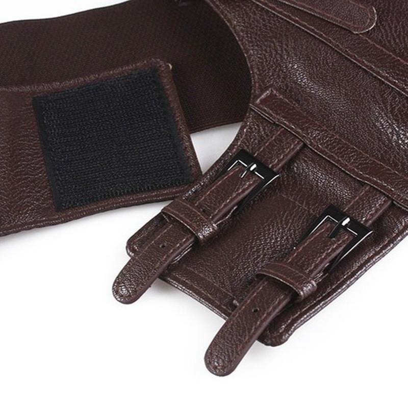 Ceinture large en cuir Pu pour femmes, 1 pièce, 2 boucles latérales, Vintage, taille élastique, épaule, Corset, Bandage, ceintures de taille pour femmes
