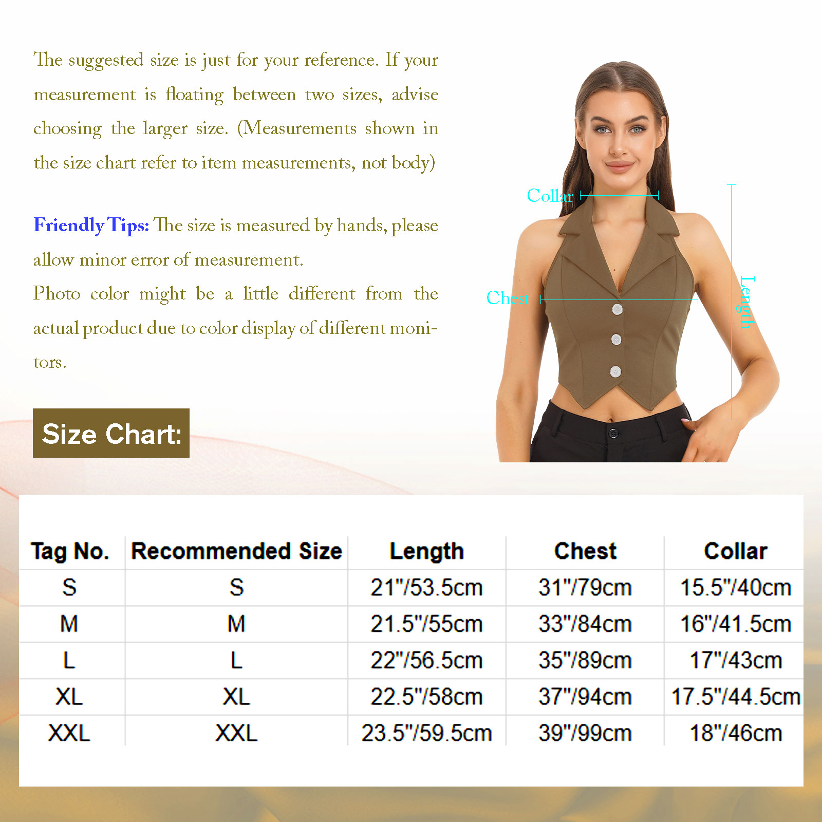 Femmes mode gilet chemises gilet séparé culture hauts revers licou dos nu boutonné ourlet pointu gilet pour fête vêtements de cérémonie