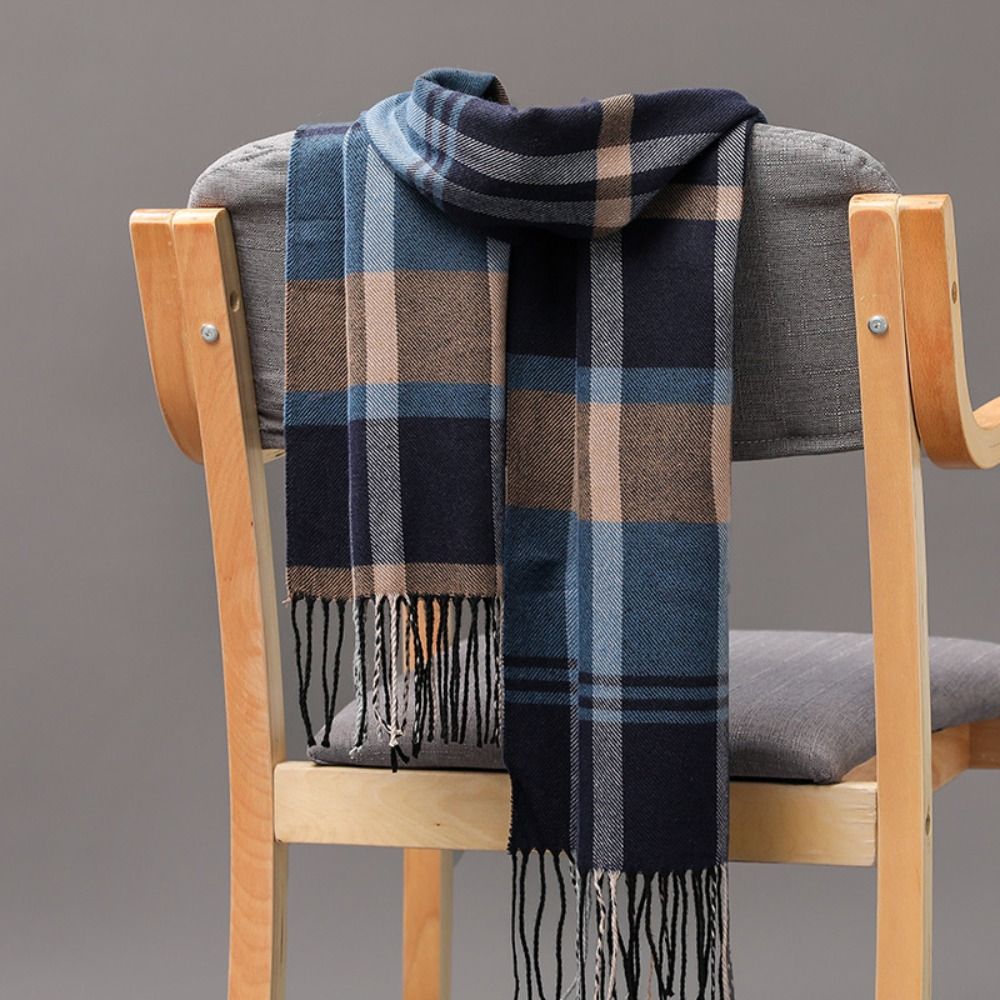 Hiver épais chaud hommes écharpe cachemire Plaid frangé glands affaires longue écharpe doux Style britannique Camping randonnée écharpe châle