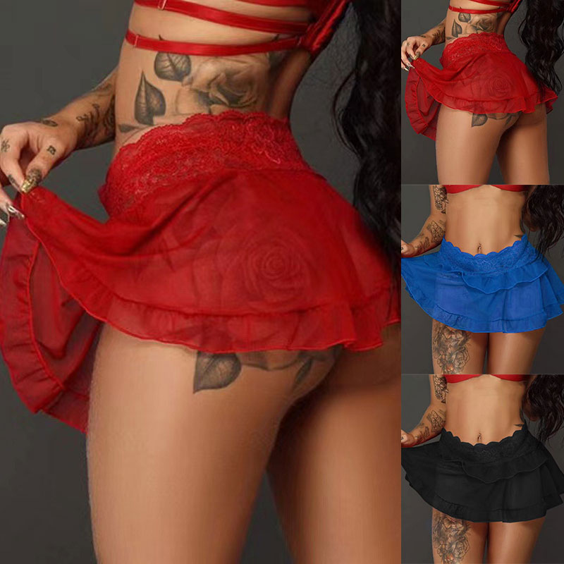 Mini jupe à volants en dentelle pour femmes, mini-jupe décontractée au-dessus du genou, jupes courtes de danse d'été, tenue de club de fête, noir, ultra sexy, 343