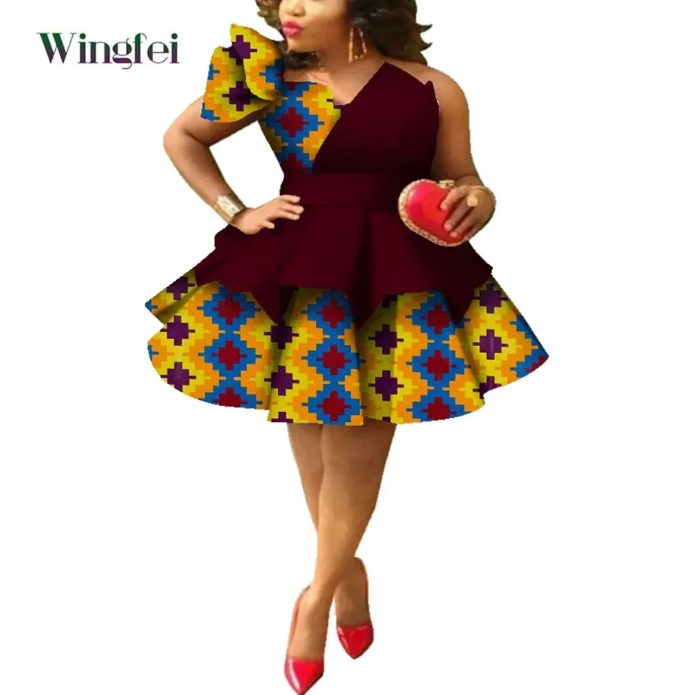Robes africaines pour femmes Ankara imprimer bretelles robes multicouches Dashiki fête de mariage robe de soirée vêtements africains WY4213