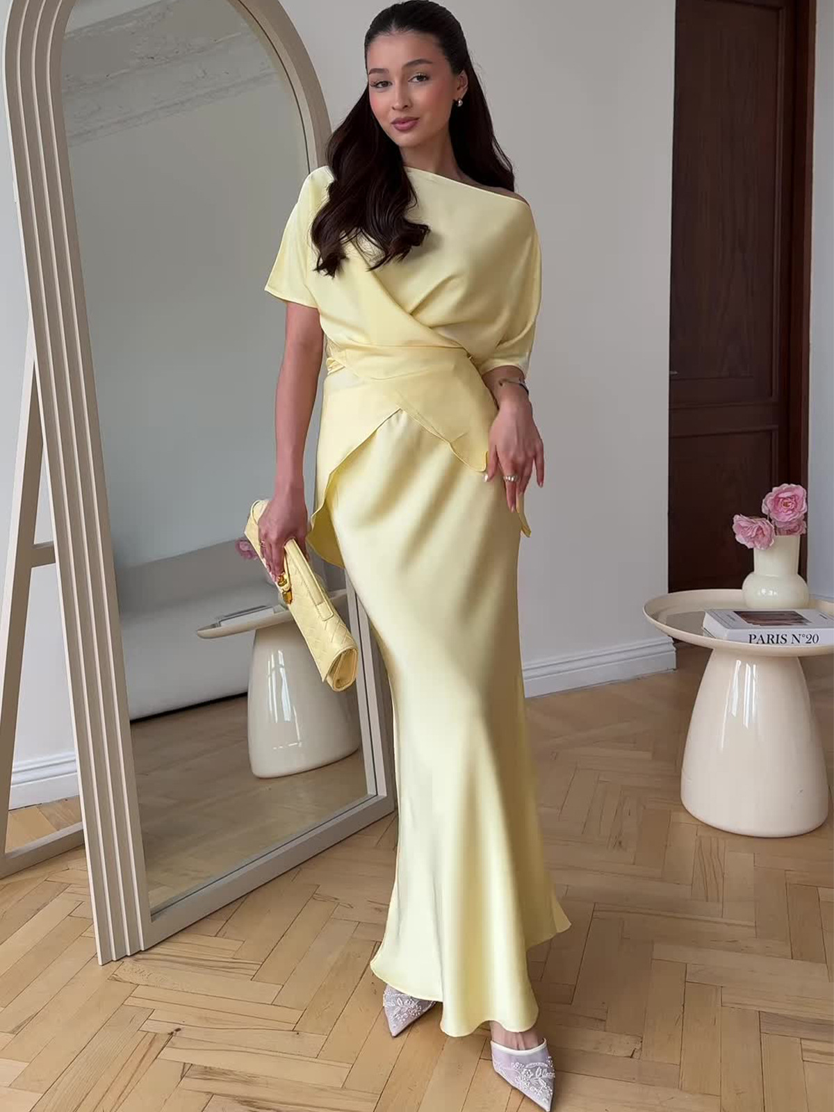 Ensemble jupe 2 pièces pour femmes, costume de fête, haut, jupes longues, asymétrique, à lacets, taille serrée, tenues d'été 2025, 2025