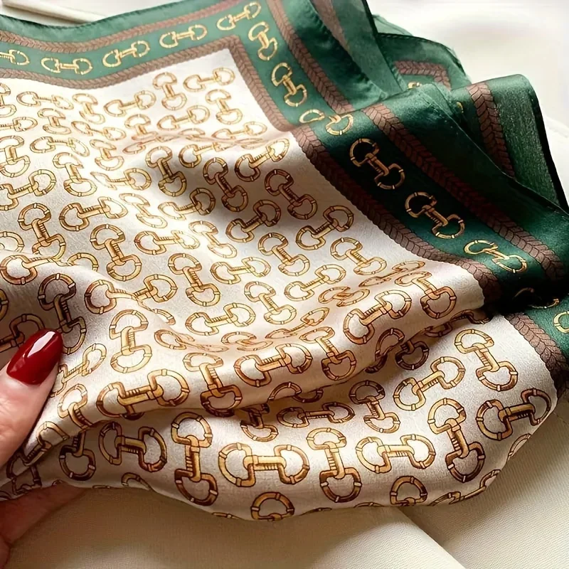Écharpe carrée en Satin doux pour femmes, élégante, ronde verte à la mode, tissée douce, accessoire de mode, enveloppe de cou polyvalente