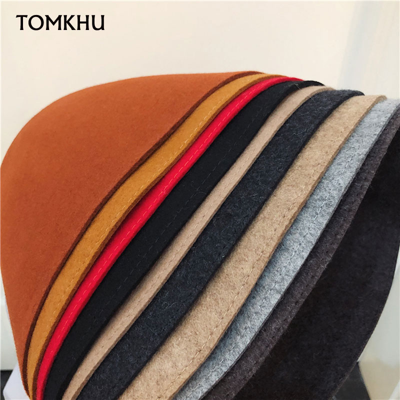 Chapeau classique en laine pour femme, décontracté, à bord court, chaud, élégant, seau, Harajuku, Skullies, hiver
