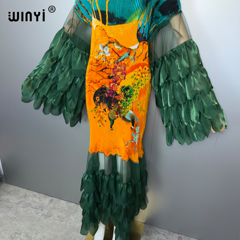WINYI Robe plissée élastique ajustée, paréo de plage, kaftan, abaya, robe de soirée de luxe Dubaï, robe de soirée tendance, abaya pour femme musulmane