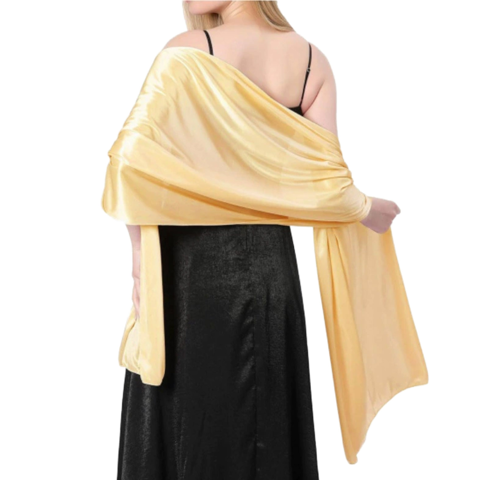 Élégant châle en satin de soie pour femme, doux, accessoire de robe de soirée ou de mariage, 65x180cm, léger, portable, luxueux, brillant, cadeau