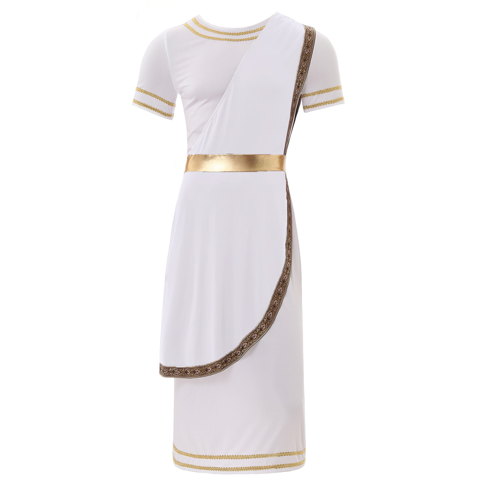 Costume de Toge Romaine à Manches Courtes pour Homme, Robe Rétro, oral alier Médiéval, Kokor, ixà Thème d'Halloween, Barrage, Grec des Prairies