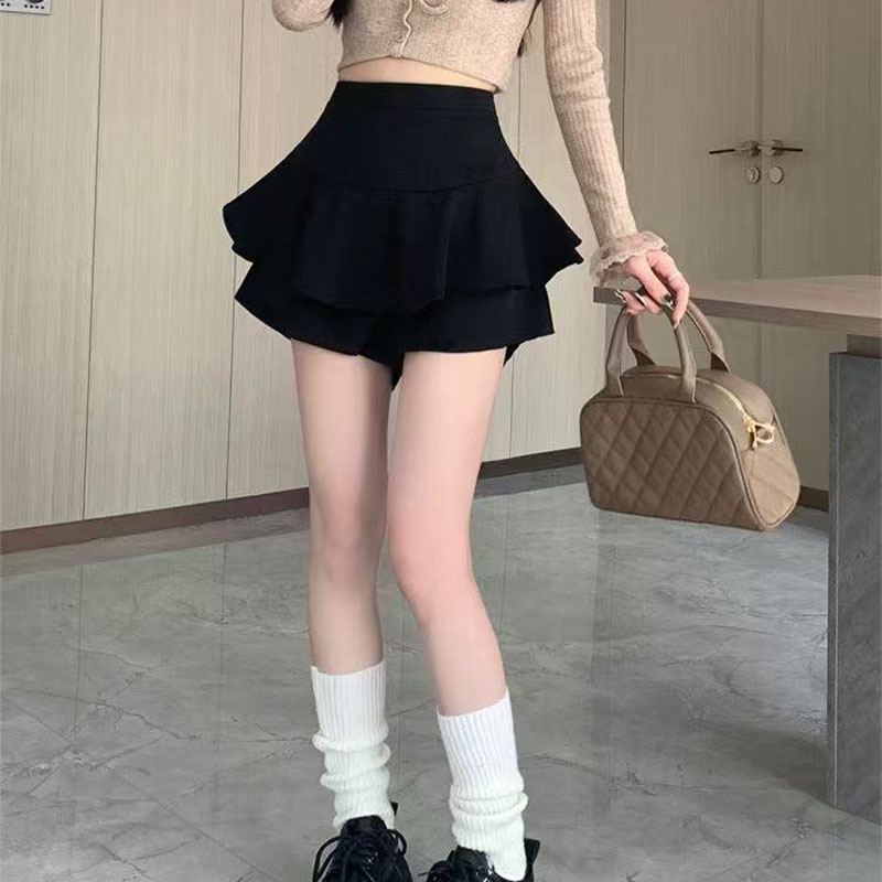 Jupe de bal asymétrique à volants pour femme, mini-jupe coréenne taille haute élégante et sexy, idéale pour l'été, style A-line, couleur unie, passe-partout