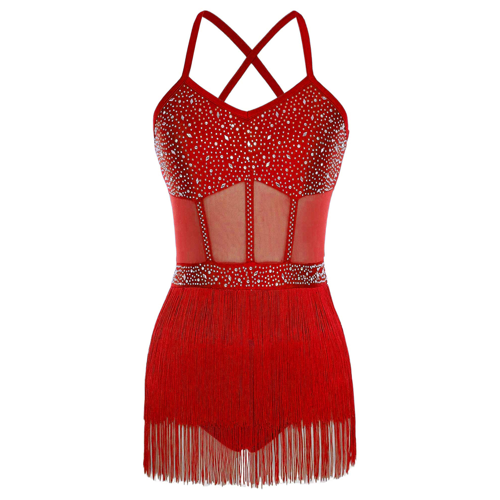 Robe justaucorps de danse latine à franges pour femmes, Costumes de danse Jazz, ensembles de vêtements de danse pour adultes, paillettes brillantes, Tango Salsa, body de danse