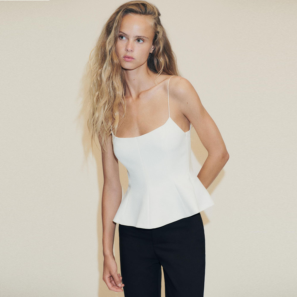 Chemise décontractée pour femmes - Style printemps/été. Bretelles élastiques. Col rond. Design sexy. Coupe ajustée. Style Saint-Valentin