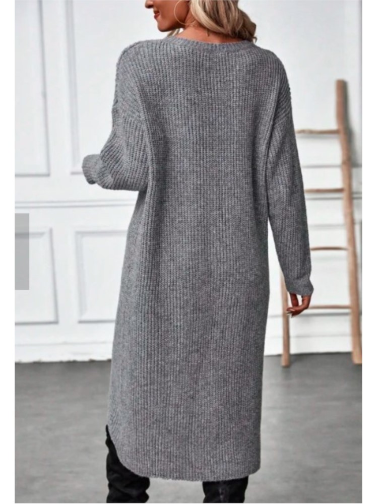 Femmes longue robe pull tricotée 2025 automne hiver chaud fourrure pulls décontracté solide ample tricot robe mi-longue dame travail pulls
