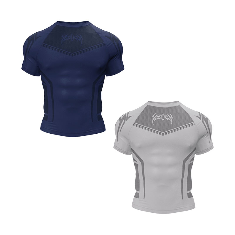 Vêtements de Fitness musculaire à manches courtes pour hommes, nouveau Style, séchage rapide, respirant, extensible, ajusté, T-Shirt par Sublimation