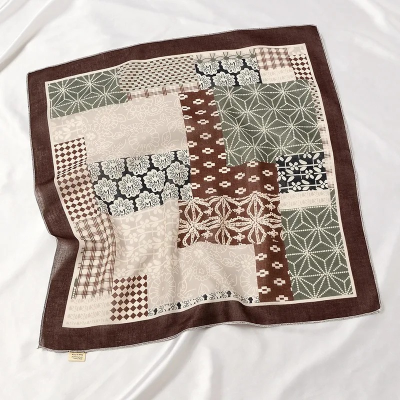 Mode Y2K filles coton Floral foulard femmes coréen coton lin carré écharpe élégant cou foulards petites enveloppes Bandana