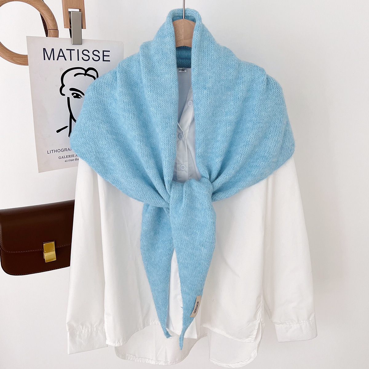 Laine hiver écharpe pour femmes chaud triangle tricot foulards Hijab solide dame châle enveloppement femme Pashmina Bandana foulards nouveau