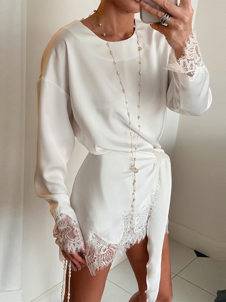 Nouvelle Collection Printemps 2026 : Chemisier Décontracté Ample à Manches Longues et Col Revers avec Lacets pour Femme – Style Urbain Chic
