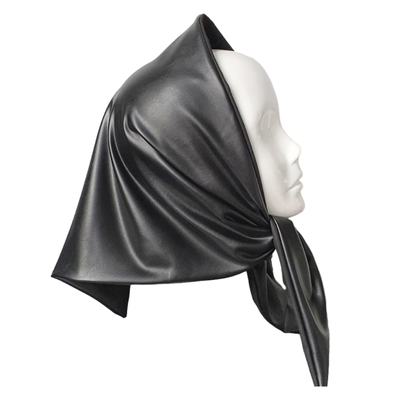 Femmes chaud Long châle hiver enveloppes grandes écharpes Faux cuir écharpe Bandana couvre-tête foulard