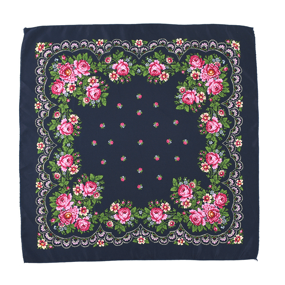 70*70 cm russe carré écharpe de luxe femmes fleur impression Bandana femme bandeau foulards mouchoir Babushka bandeau