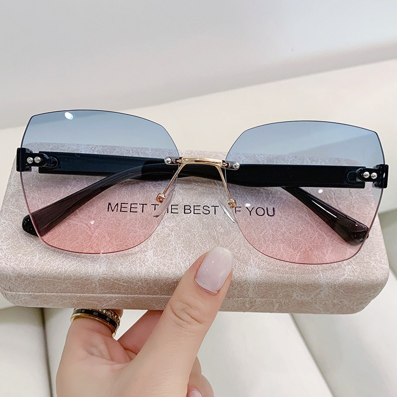 Lunettes de soleil rétro pour femmes, sans monture, nickel é, plage, été, UV400
