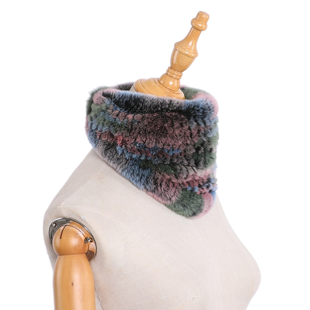 Mode hiver réel Rex fourrure de lapin Snood anneau Triangle écharpe femmes foulards dames écharpes chaud cou plus chaud fermé par crochets