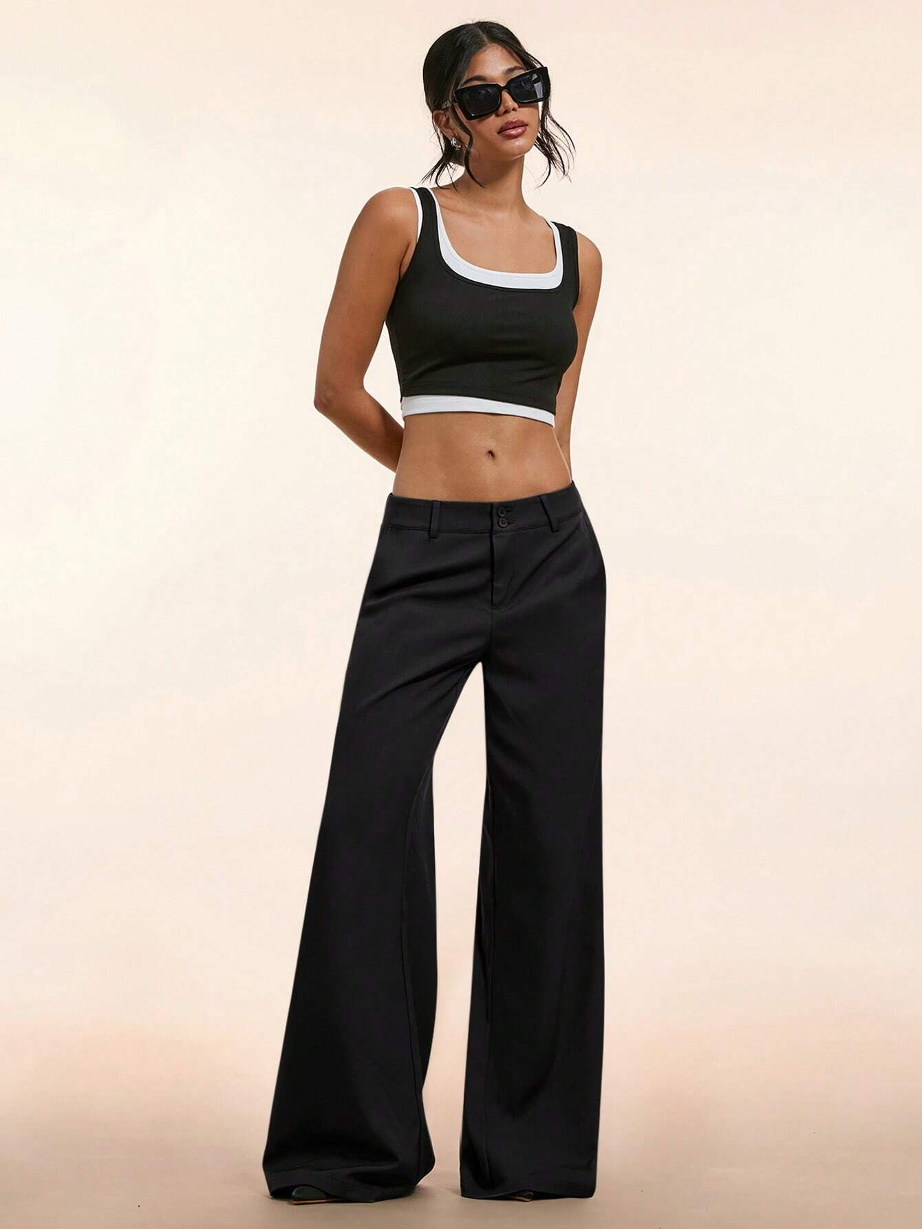 Pantalon élégant taille basse pour femmes, personnalisé, léger, évasé, décontracté, côtelé, jambes larges, pantalon de nettoyage, Streetwear 2025