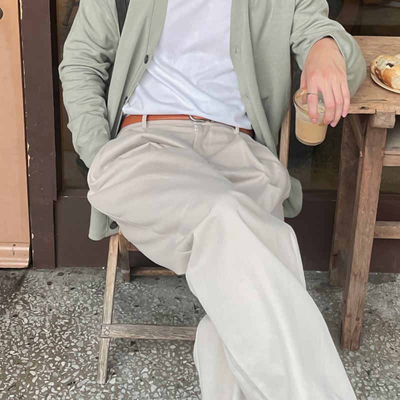 FjStreetwear plissé pour homme, pantalon droit, vintage, résistant, boutonné, à la mode, printemps, 2025
