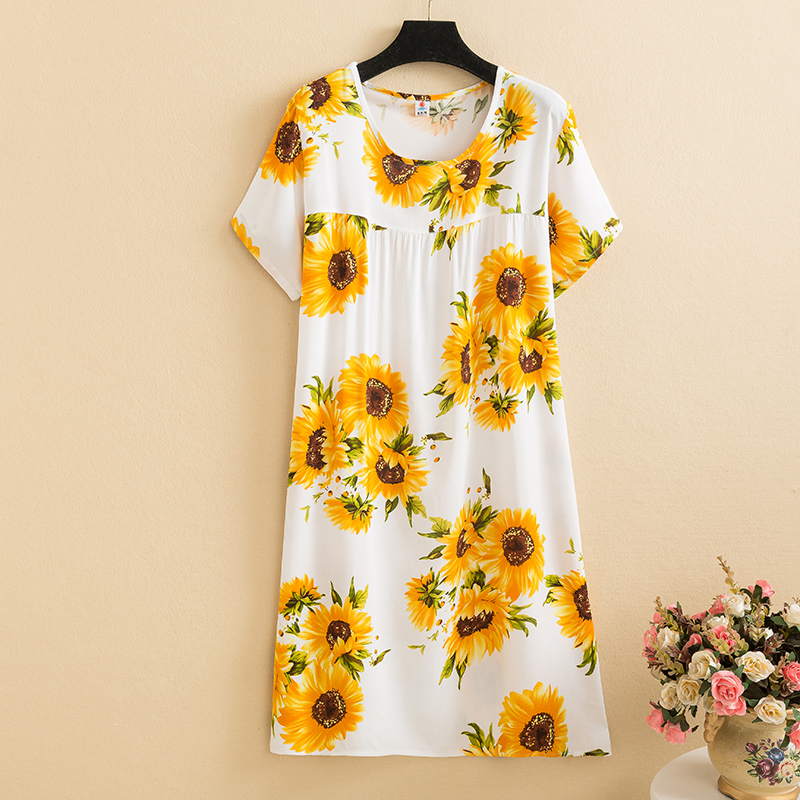 Nouvelle robe d'été décontractée vintage 2026 pour femmes, imprimé floral, manches courtes, col rond, robes imprimées, robe de soirée pour femmes