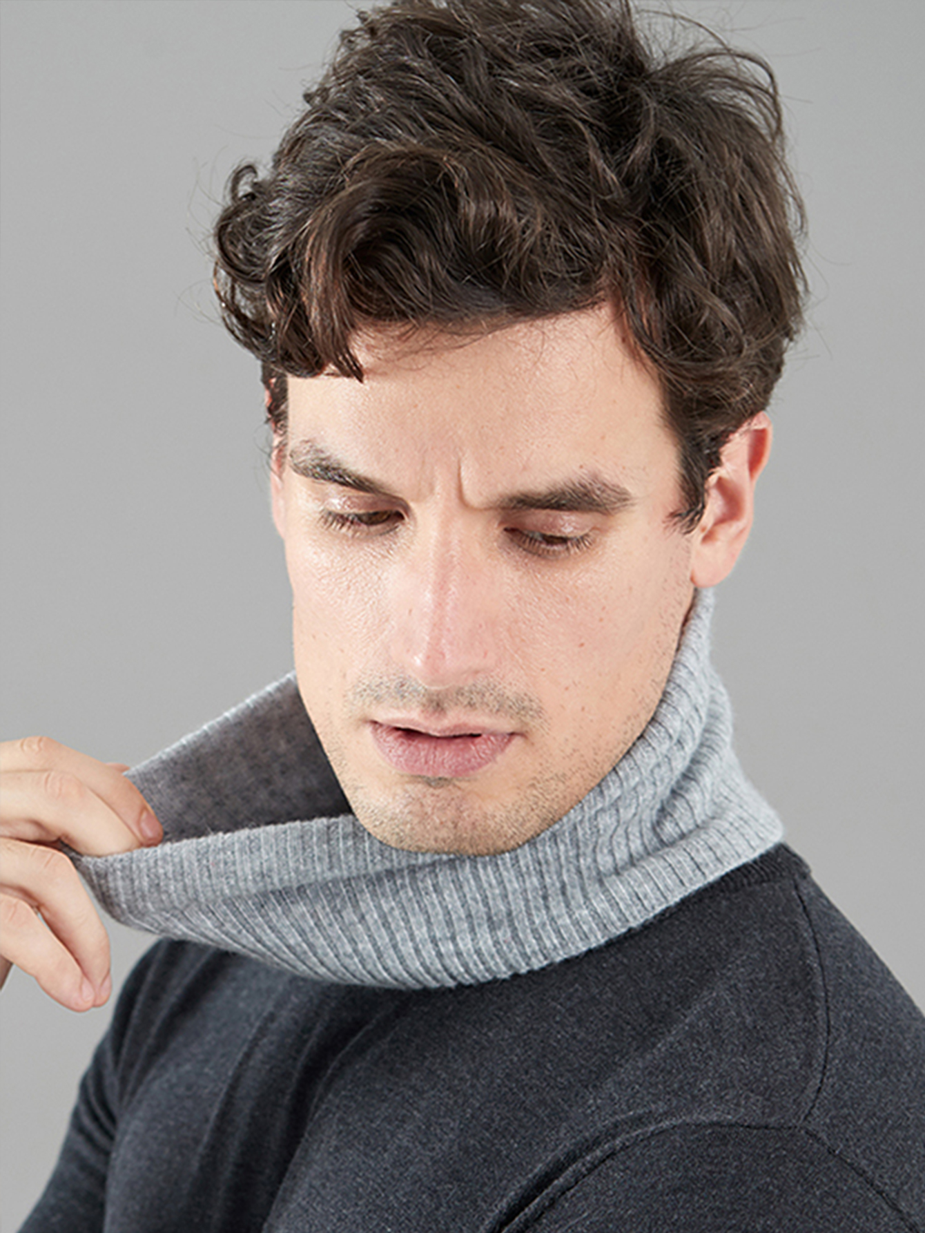 Hommes cachemire tricoté anneau écharpe hiver doux chaud laine col roulé faux col confort boucle foulards tout Match cou plus chaud