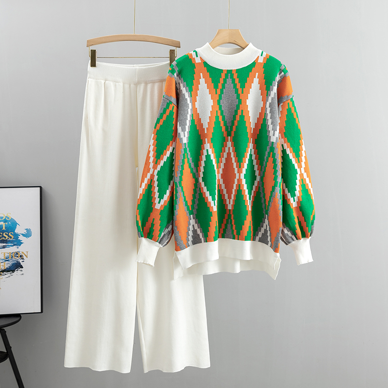 Haut à manches longues et pantalon large pour femme, ensemble 2 pièces, décontracté, mode, automne, hiver, 2025