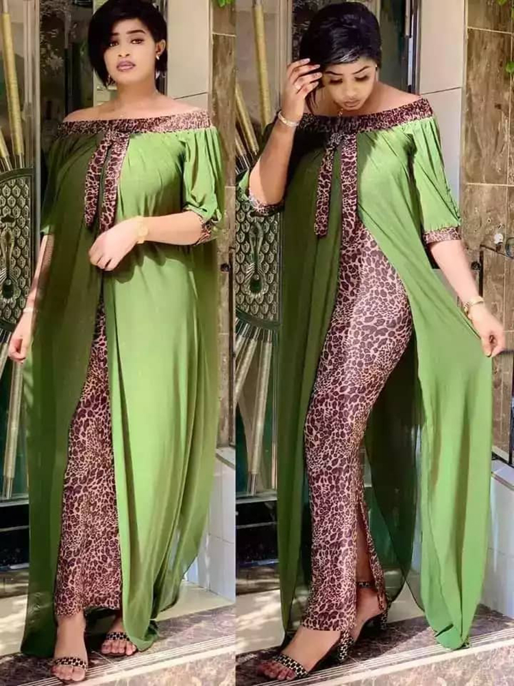Robes africaines Dashiki imprimées léopard pour femmes, Sexy, manches mi-longues, col Slash, automne