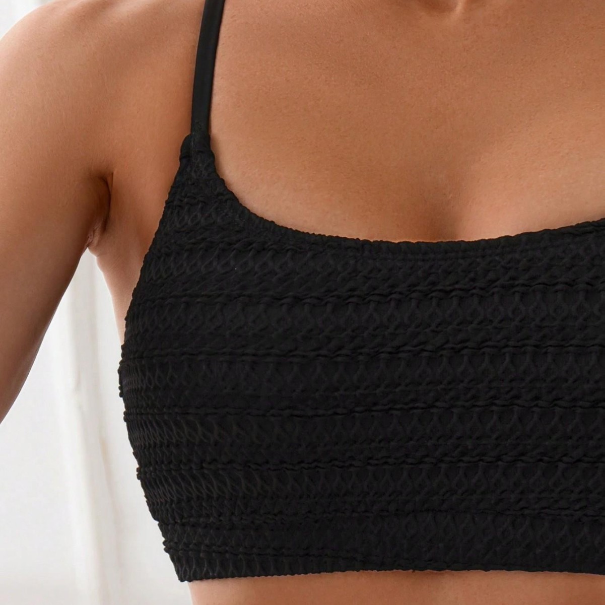 Maillot de bain deux pièces noir pour femme, soutien-gorge push-up, rembourré, taille haute, ensemble bikini, vêtements de plage, 2025