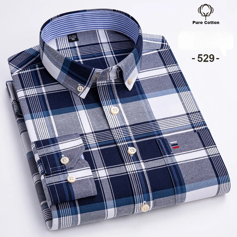 Chemises à manches longues surdimensionnées 7XL pour hommes, 100% coton Oxford, coupe ajustée, chemise unie, douce, décontractée, élégante, vêtements de créateur