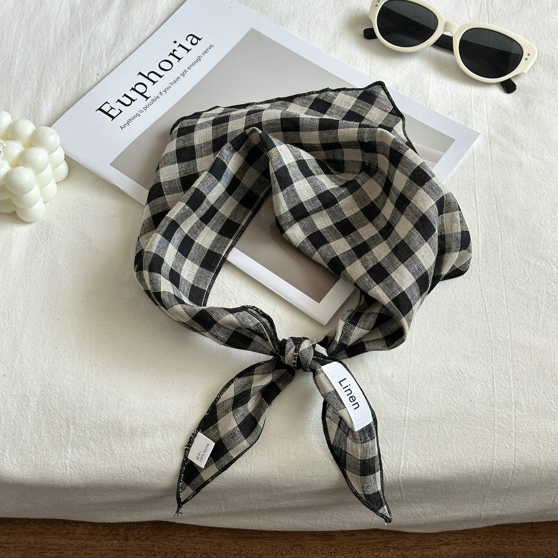 Nouveau foulard en soie solide 100% lin confortable respirant Style Mori mince Protection du cou écharpe printemps et automne reliure triangulaire