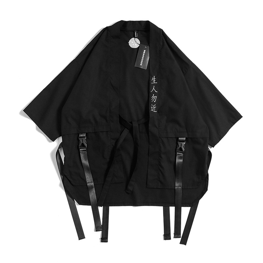 Kimono noir traditionnel japonais, Cardigan Diablo, Samouraï, Ninja Cosplay, Style Hanfu chinois imbibé, Manteau Streetwear, Nouveau, 2021