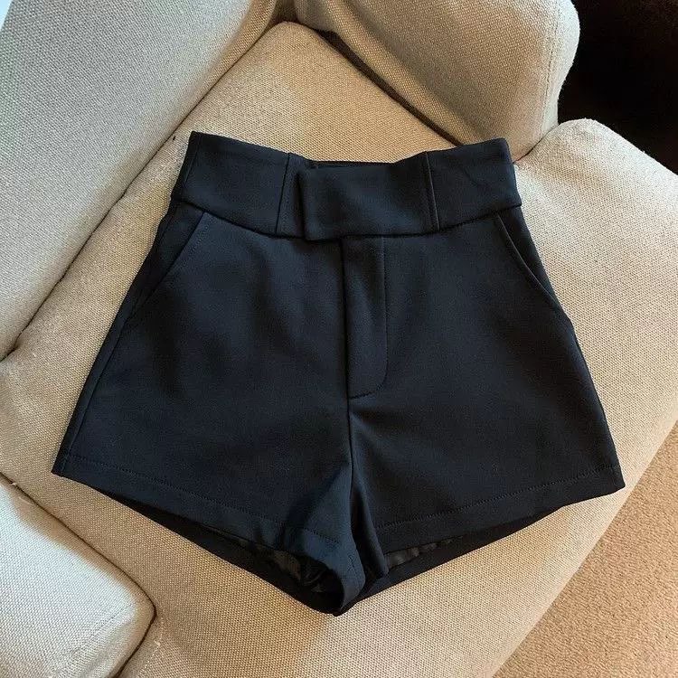 Short noir taille haute pour femme, coupe slim, style Harajuku, décontracté, sexy