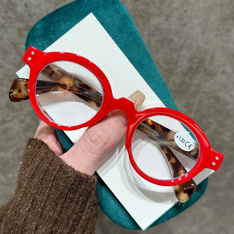 Lunettes de presbytie à monture ronde rétro littéraire pour femmes, monture ultralégère, haute définition, bloquant la lumière bleue, lunettes de lecture