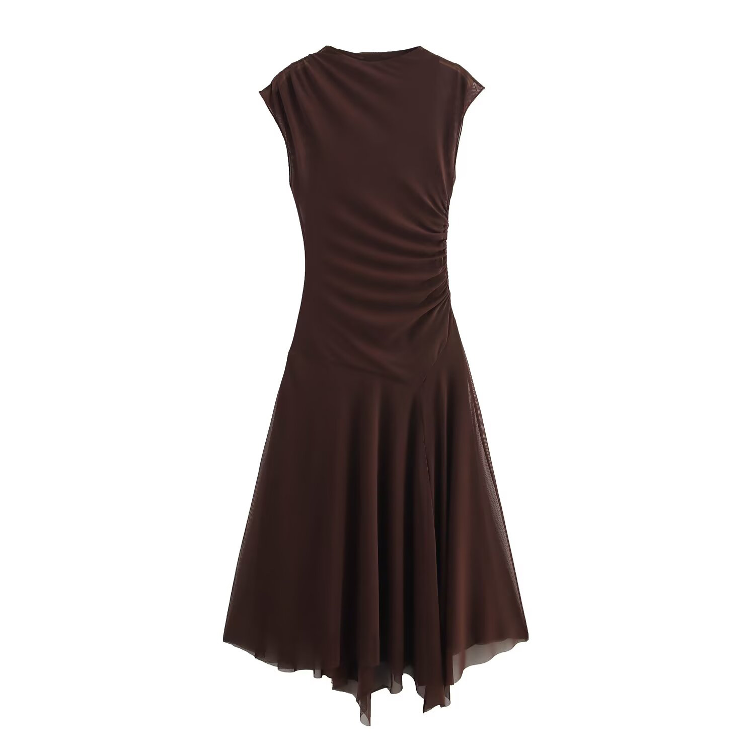 Robe longue sans manches pour femmes, nouveau Style doux et épicé, taille pliable, maille de soie, col montant, été 2025